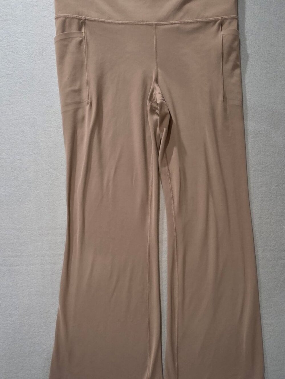 Athleta Salutation Stash Flare Pants, size XL Taupe Flared Leg Pants with